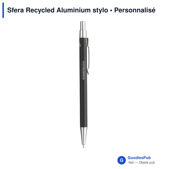 Stylo à bille personnalisable en aluminium recyclé - Sferaavec logo - Image 2