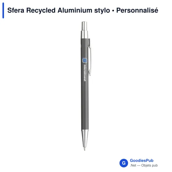 Stylo à bille personnalisable en aluminium recyclé - Sferaavec logo - Image 7
