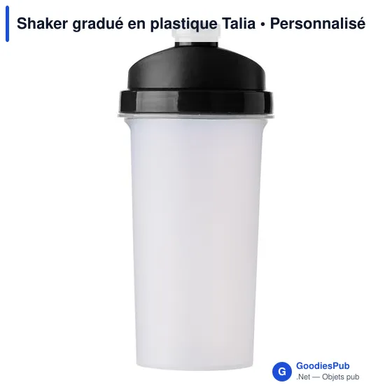 Shaker gradué en plastique personnalisable avec logo - Talia - Image 3