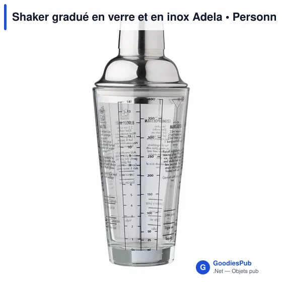 Shaker gradué personnalisable en verre et inox avec logo - Adela - Image 2