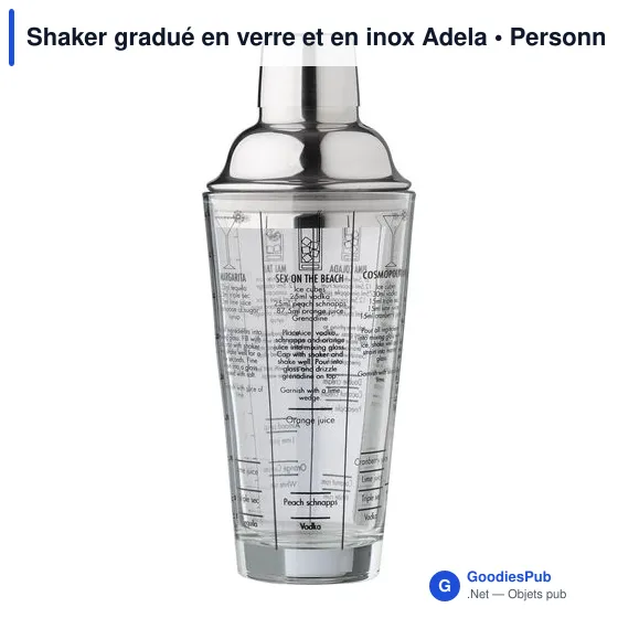 Shaker gradué personnalisable en verre et inox avec logo - Adela - Image 11