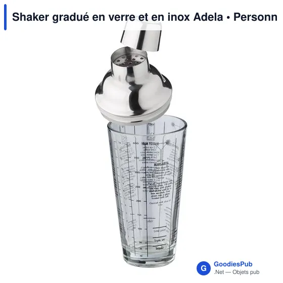 Shaker gradué personnalisable en verre et inox avec logo - Adela - Image 3