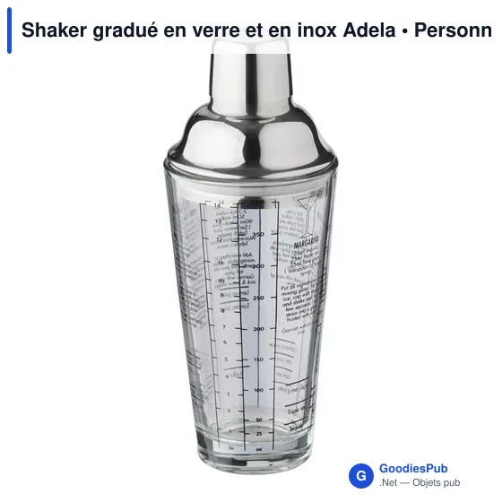 Shaker gradué personnalisable en verre et inox avec logo - Adela - Image 4