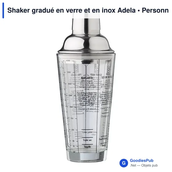 Shaker gradué personnalisable en verre et inox avec logo - Adela - Image 5
