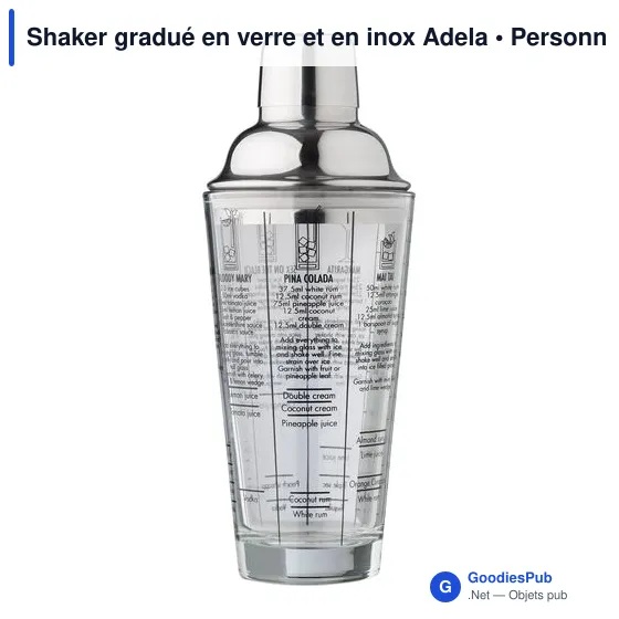 Shaker gradué personnalisable en verre et inox avec logo - Adela - Image 8