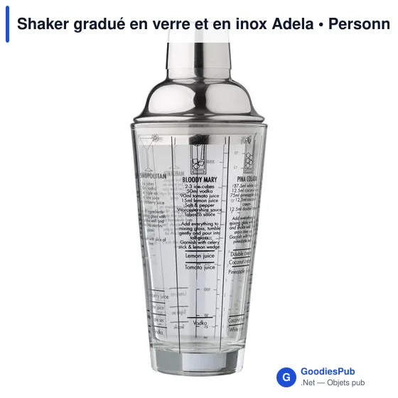 Shaker gradué personnalisable en verre et inox avec logo - Adela - Image 9