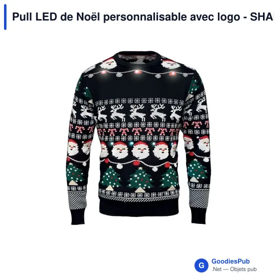 Pull LED de Noël personnalisable avec logo - SHAMIS S/M - Image 5