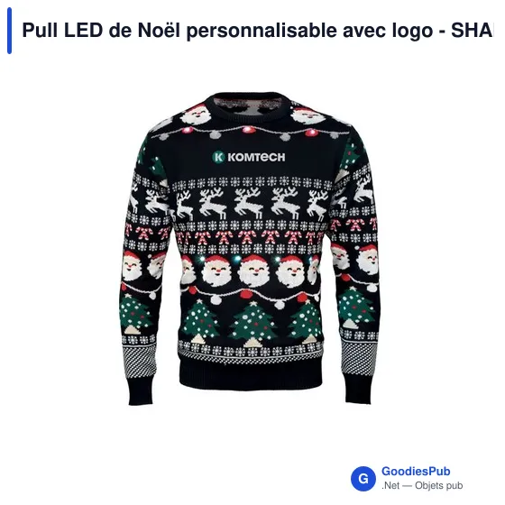Pull LED de Noël personnalisable avec logo - SHAMIS S/M - Image 6