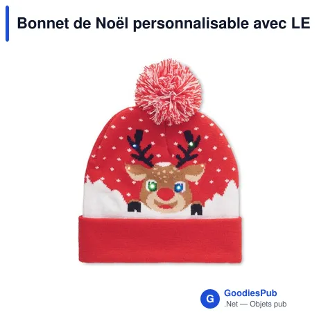 Bonnet de Noël personnalisable avec LED pour votre logo