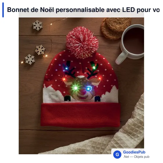 Bonnet de Noël personnalisable avec LED pour votre logo - Image 2