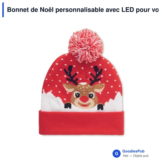 Bonnet de Noël personnalisable avec LED pour votre logo - Image 3