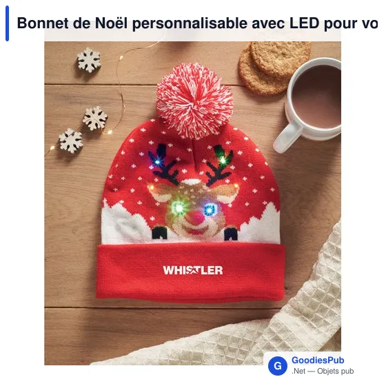 Bonnet de Noël personnalisable avec LED pour votre logo - Image 4
