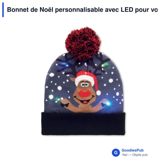 Bonnet de Noël personnalisable avec LED pour votre logo - Image 6
