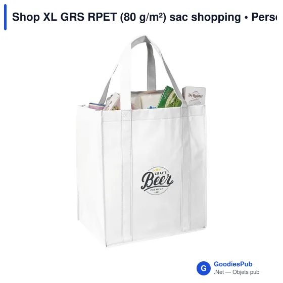Sac shopping personnalisable en polyester recyclé avec logo - Shop XL GRS RPET - Image 2