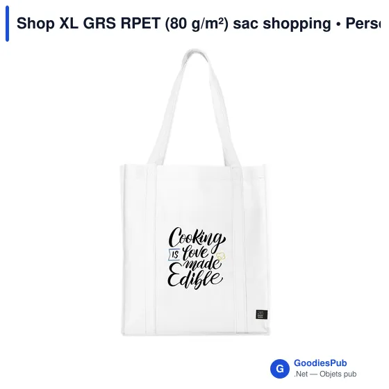 Sac shopping personnalisable en polyester recyclé avec logo - Shop XL GRS RPET - Image 3