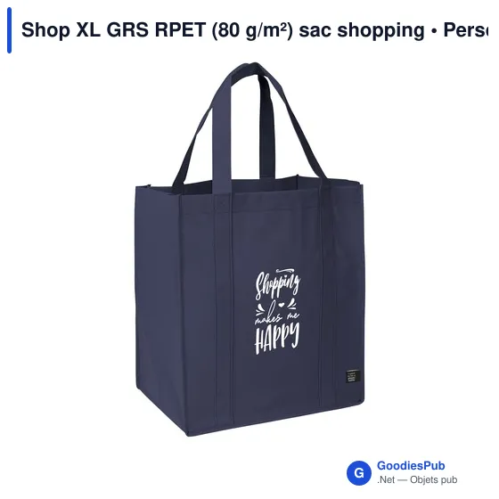 Sac shopping personnalisable en polyester recyclé avec logo - Shop XL GRS RPET - Image 5