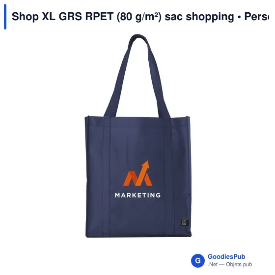 Sac shopping personnalisable en polyester recyclé avec logo - Shop XL GRS RPET - Image 6