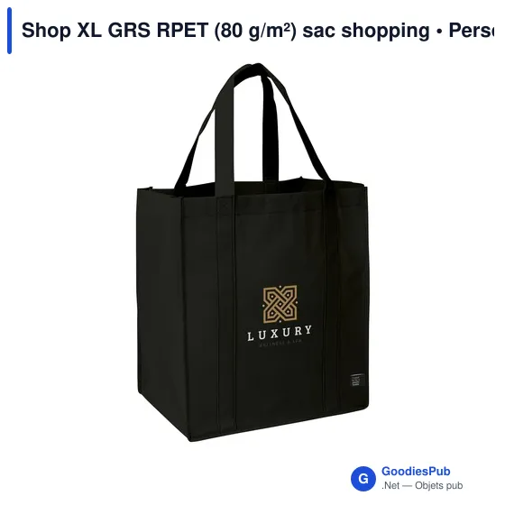 Sac shopping personnalisable en polyester recyclé avec logo - Shop XL GRS RPET - Image 7