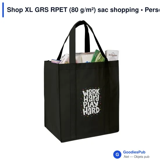 Sac shopping personnalisable en polyester recyclé avec logo - Shop XL GRS RPET - Image 8