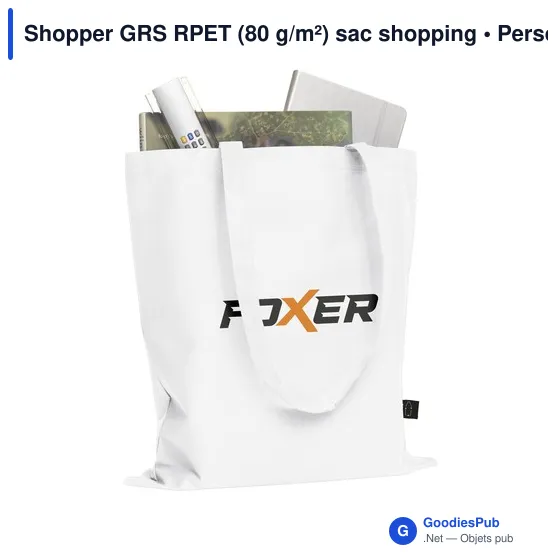 Sac shopping personnalisable en polyester recyclé - Shopper GRS RPETavec logo - Image 2