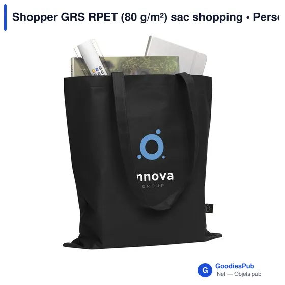 Sac shopping personnalisable en polyester recyclé - Shopper GRS RPETavec logo - Image 11