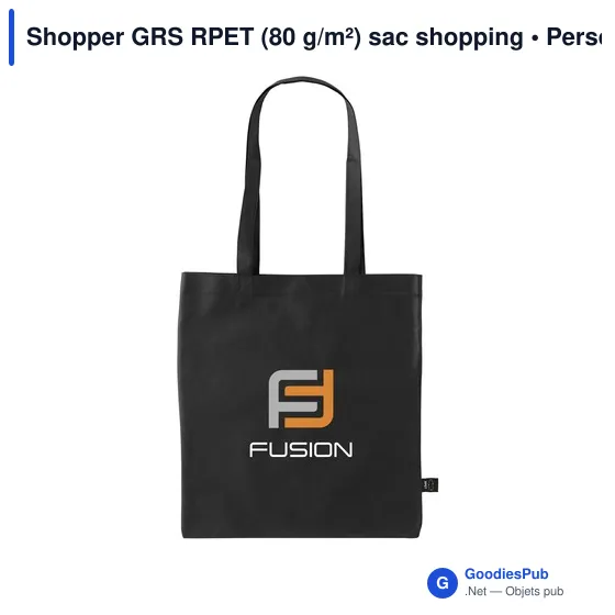 Sac shopping personnalisable en polyester recyclé - Shopper GRS RPETavec logo - Image 12