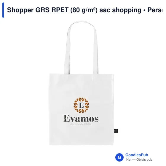 Sac shopping personnalisable en polyester recyclé - Shopper GRS RPETavec logo - Image 3
