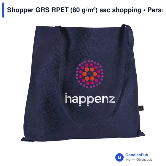 Sac shopping personnalisable en polyester recyclé - Shopper GRS RPETavec logo - Image 4