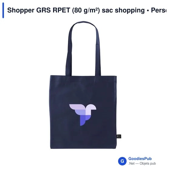 Sac shopping personnalisable en polyester recyclé - Shopper GRS RPETavec logo - Image 5