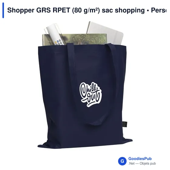 Sac shopping personnalisable en polyester recyclé - Shopper GRS RPETavec logo - Image 6