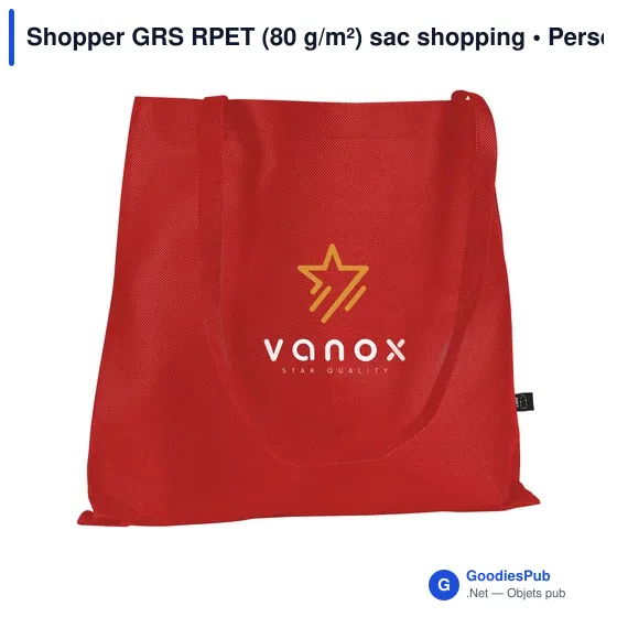 Sac shopping personnalisable en polyester recyclé - Shopper GRS RPETavec logo - Image 7