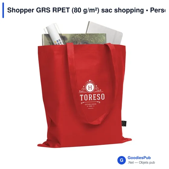 Sac shopping personnalisable en polyester recyclé - Shopper GRS RPETavec logo - Image 8