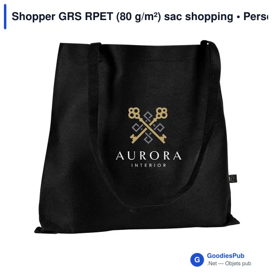 Sac shopping personnalisable en polyester recyclé - Shopper GRS RPETavec logo - Image 10