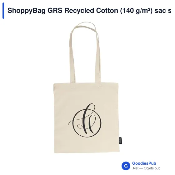 Sac shopping personnalisable ShoppyBag GRS en coton recycléavec logo - Image 2