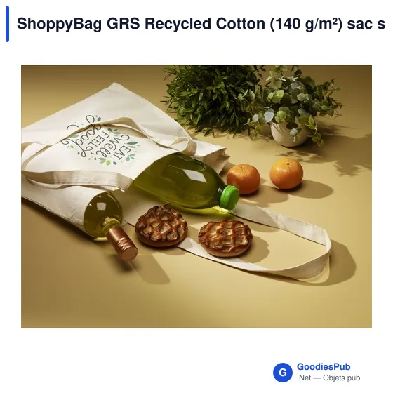Sac shopping personnalisable ShoppyBag GRS en coton recycléavec logo - Image 3