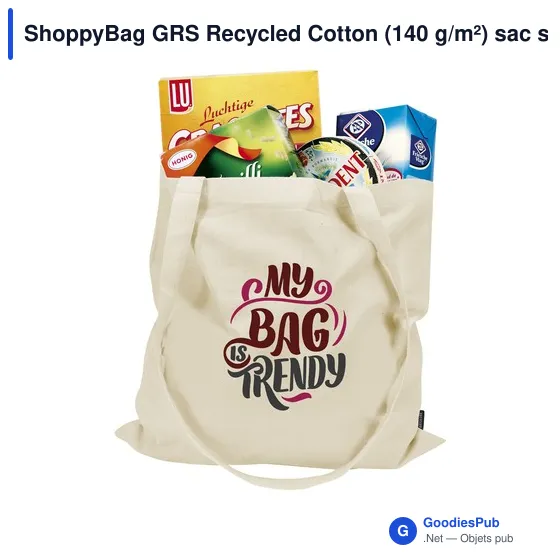 Sac shopping personnalisable ShoppyBag GRS en coton recycléavec logo - Image 5