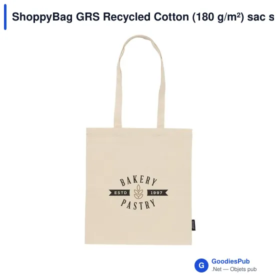 Sac shopping personnalisable en coton recyclé avec logo - ShoppyBag GRS - Image 2