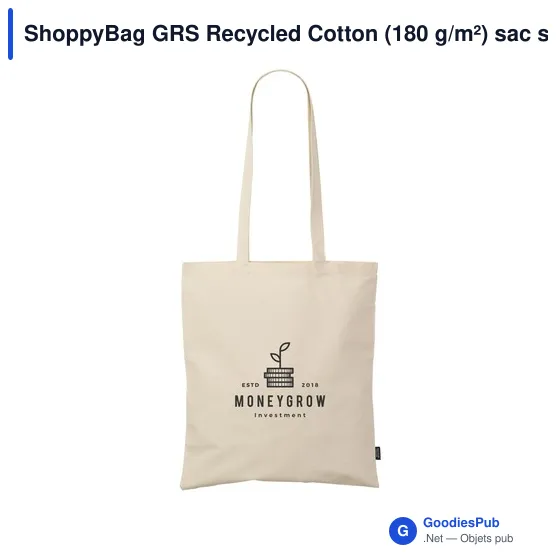 Sac shopping personnalisable en coton recyclé avec logo - ShoppyBag GRS - Image 3