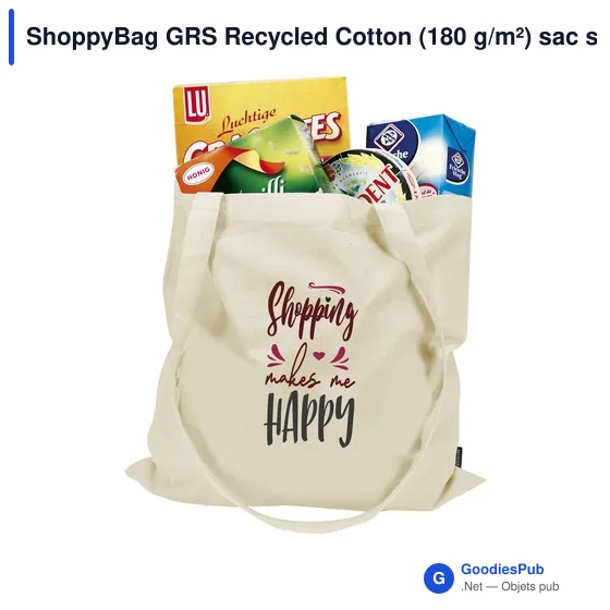 Sac shopping personnalisable en coton recyclé avec logo - ShoppyBag GRS - Image 4
