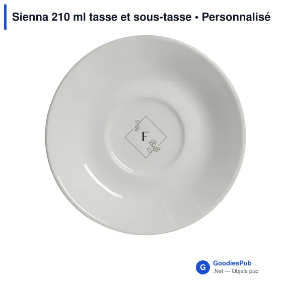 Tasse et sous-tasse personnalisables Sienna 210 ml avec logo - Image 1