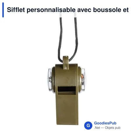 Sifflet personnalisable avec boussole et thermomètre - Damonavec logo