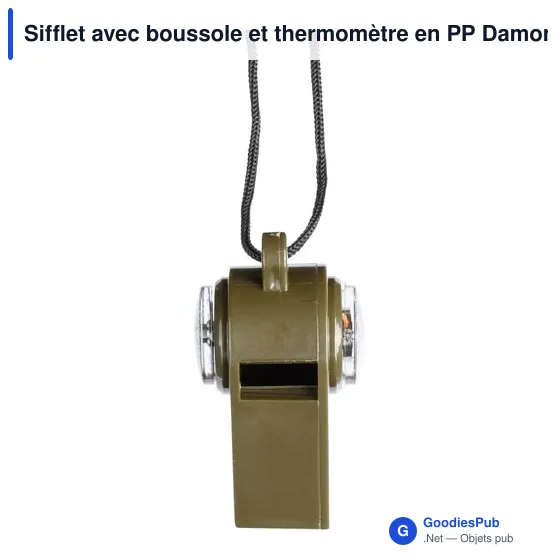 Sifflet personnalisable avec boussole et thermomètre - Damonavec logo - Image 1