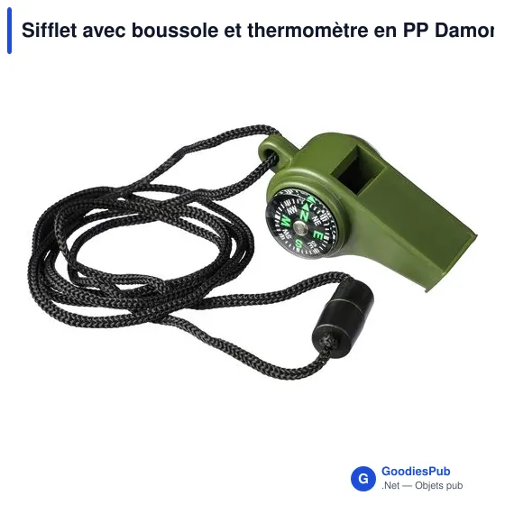 Sifflet personnalisable avec boussole et thermomètre - Damonavec logo - Image 3