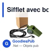 Sifflet personnalisable avec boussole et thermomètre - Damonavec logo - Miniature 5