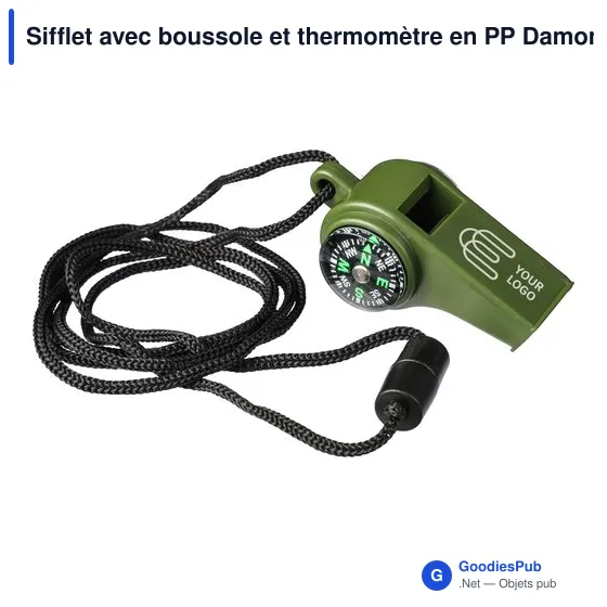 Sifflet personnalisable avec boussole et thermomètre - Damonavec logo - Image 8