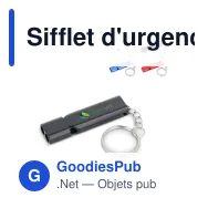 Sifflet d'urgence personnalisable en aluminium avec logo - 4 couleurs - Miniature 1