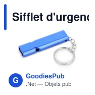Sifflet d'urgence personnalisable en aluminium avec logo - 4 couleurs - Miniature 2