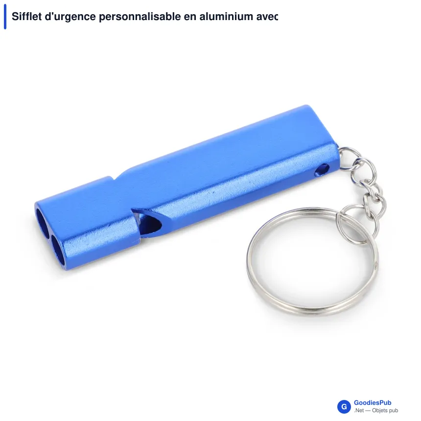 Sifflet d'urgence personnalisable en aluminium avec logo - 4 couleurs - Image 2