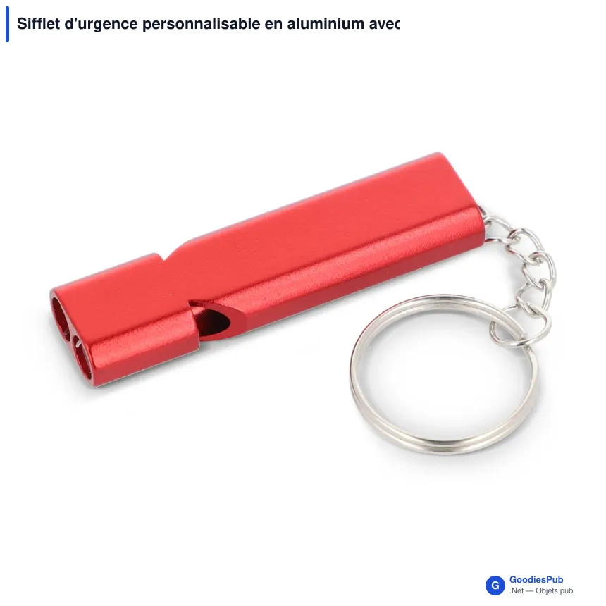 Sifflet d'urgence personnalisable en aluminium avec logo - 4 couleurs - Image 3