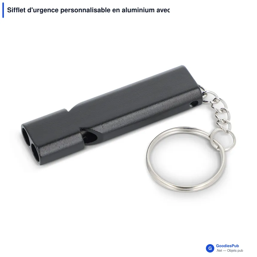 Sifflet d'urgence personnalisable en aluminium avec logo - 4 couleurs - Image 4